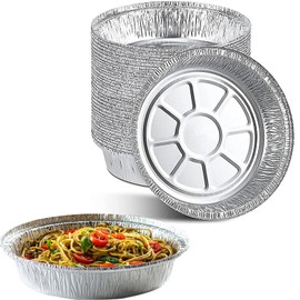 JIUMO 9”Round Aluminum Pans, Tin Foil Pans, Recyclable Disposable Containers, Aluminum Tins for Baking,Storing,Cooking,Reheating,Roasting -20 Pack