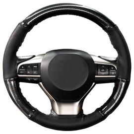 AUTOXBERT Carbon Fiber Steering Wheel Cover Hand-Stitched Leather Sport Car Steering Wheel Cover Non-Slip Breathable Better Grip Car Interior Accessories Fit for Most Cars