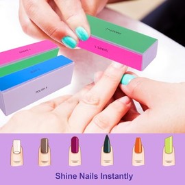 4 Way Nail Buffer Block (4 Pcs), Nail Shine Buffers Blocks Files for Natural and Acrylic Nails Smoother Buffing Block Polisher Fingernail File Buffer 