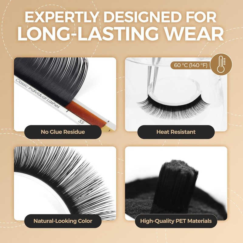 LASHVIEW Eyelash Extensions, C Curl 8-15mm Mixed 0.15 Classic Lashes,