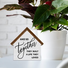 And So Together They Built a Life They Loved House Shaped Wood Sign, Family Sign Love Decor, Farmhouse Living Room Bedroom Home Decor