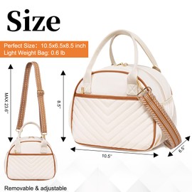 BTOOP Lunch Box for Women Men Insulated Lunch Bag Quilted Lunchbox Cute Adult Lunch Tote with Adjustable Shoulder Strap Reusable Lunch Bags Water Resistant for Travel Work Picnic (Beige-Brown)