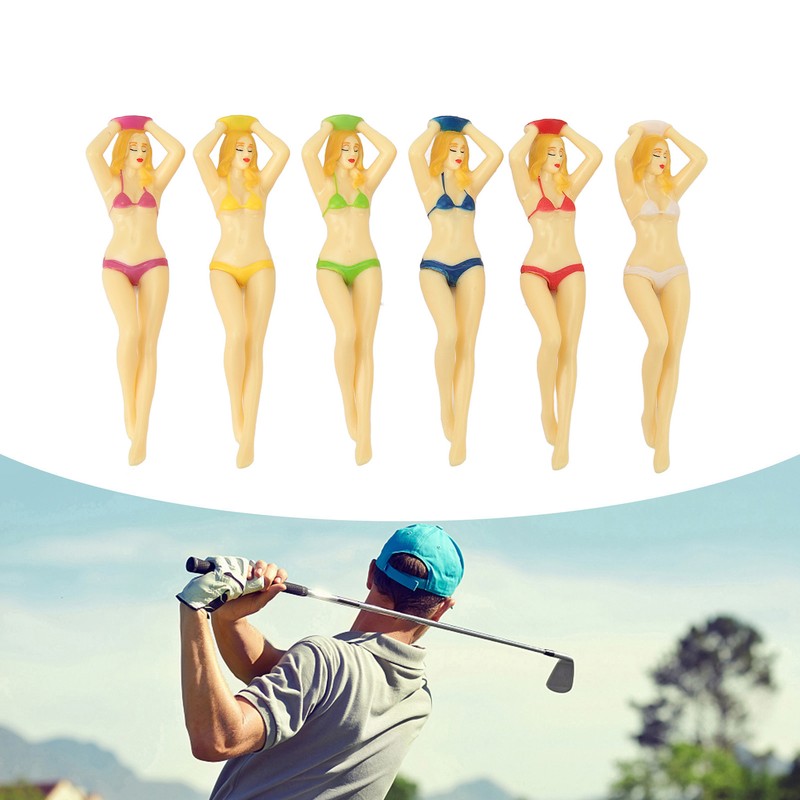 6PCS Funny Golf Tees Plastic Lady Bikini Girl Golf Tees