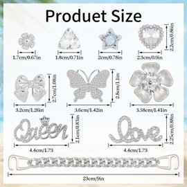 20 Pcs Beach Charms for Bogg Bag DIY Accessories Butterfly Flower Silver Chain Charm Cute Decoration Bag Charms for Bogg Bags Rubber Tote Beach Bags for Women