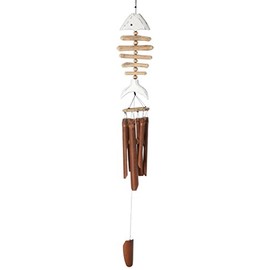 Cohasset Gifts 109W Cohasset Tail Bone Fish Bamboo Wind Chime, Distressed White Finish