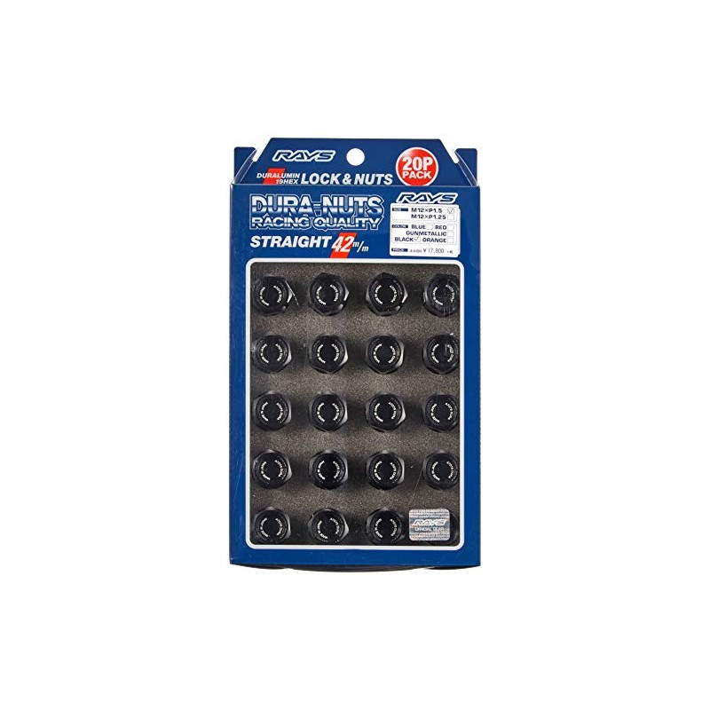 RAYS 74020001001BK Duralumin Lock & Nut Set, Straight Type, M12