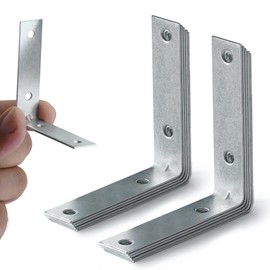 ZAVIA 10Pcs Right Angle Brackets - L Brackets for Wood | 60mm x 60mm x 15mm | Galvanised Steel Brackets with Screws for Fixing and Repairing Furniture, Shelves, Windows and Cabinets