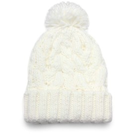 Zaction Women's Knit Hat, Pom Pom, Men's, Autumn, Winter, Skiing, Snowboarding, Cold Protection, Fluffy Bonbon Knit Hat, white