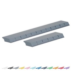 Glassboard Studio Ruler Set - 6 inch & 12 inch with Strong Neodymium Magnets - Perfect for Crafting, Magnetic Glass Craft Mats, White Boards, Lockers - Hands-Free Sewing & Quilting (Steel Gray)