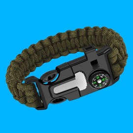 Unbranded Heavy-Duty SURVIVAL BRACELET, COMPASS, FLINT, FIRE STARTER, WHISTLE CAMPING GEAR