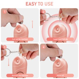 Personal Alarm, Qoosea Safesound Personal Security Alarm 140dB with LED Light, Emergency Self Defense Security Alarm for Kids/Women/Elderly/Students (Dark Pink)