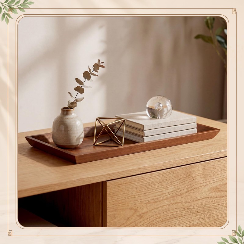 Rtteri Wooden Acacia Serving Platter Set of 4, 13.8 x