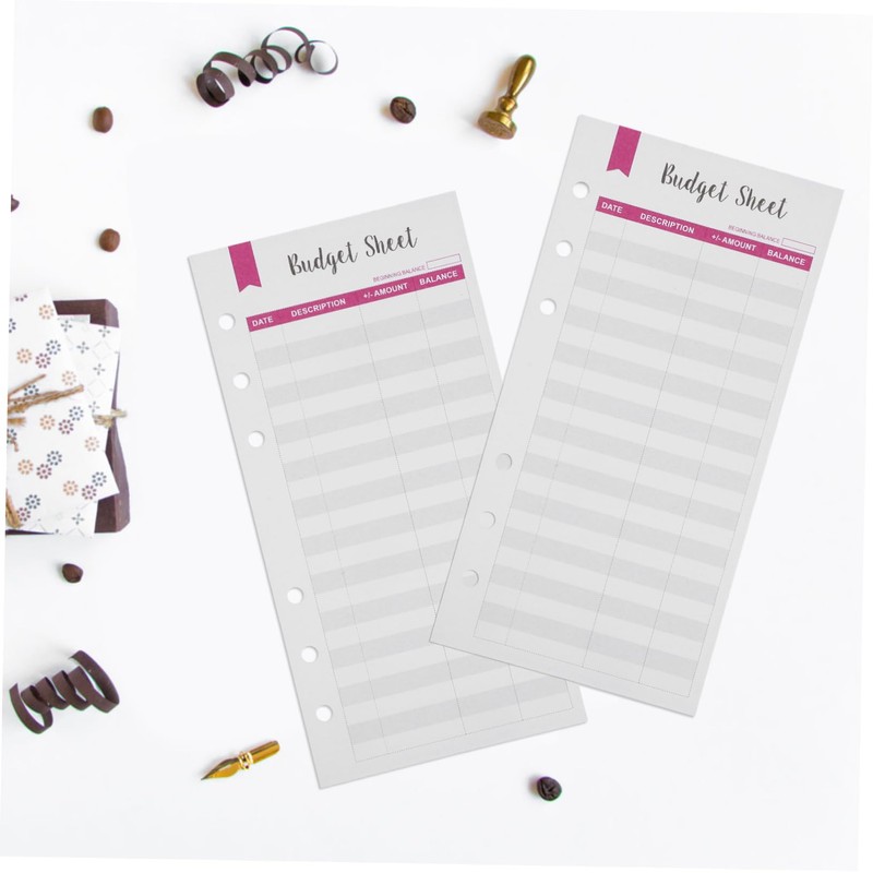 TEHAUX 1set Budget Planner Refills Thick Punched Expense Tracker Sheets