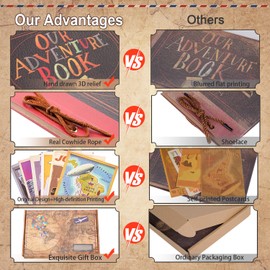 Our Adventure Book Scrapbook Photo Album,11.6x7.5 Inches 80 Pages Up Scrapbook Photo Album 3D Embossed Words Hard Cover Memory Books for Couples Anniversary,Wedding Gifts (A)