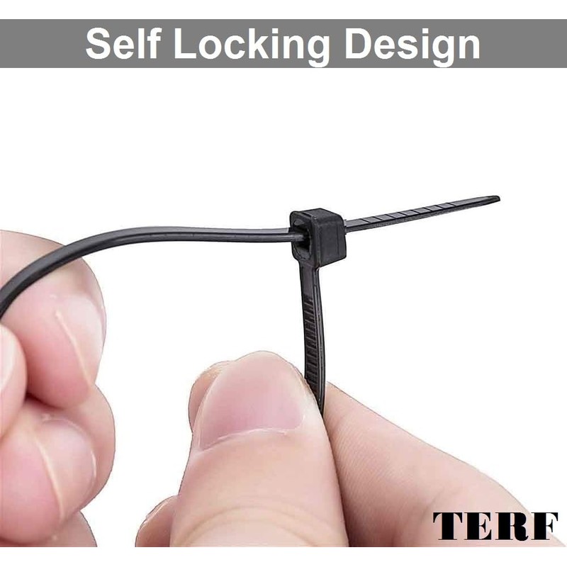 TERF® 100 Pcs Black Cable Ties 140mm (5.51'') X 3.6mm