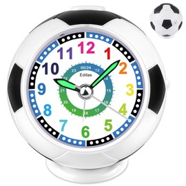 Edillas Wecker Kinder Jungen Mädchen,Wecker Geräuschlos Ohne Ticken fußball förmige Wecker mit Licht Schlummerfunktion Batteriebetriebene Wecker Schlafzimmer Nachttisch Tischplatte Tischuhr