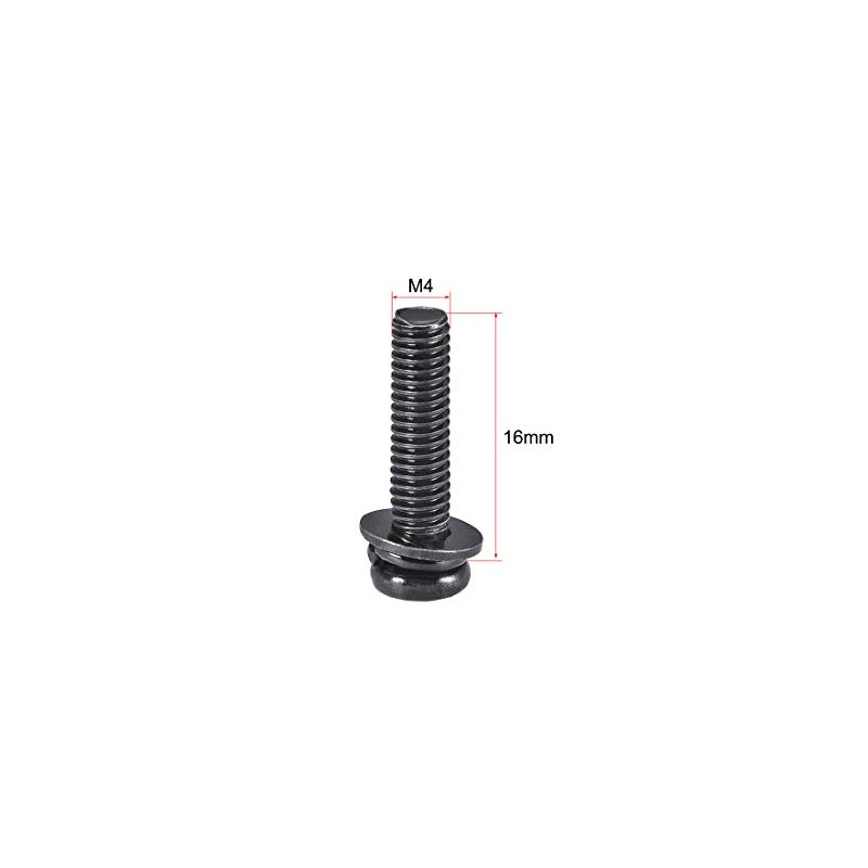 sourcing map M4 x 16mm Carbon Steel Phillips Pan Head