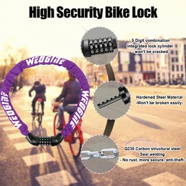 Bike Lock with Numbers and high Security Level, Bike Chain Lock, Bicycle Locks, 5 Digit Combination Lock for Bike, Bicycle, Scooter, Motorcycle, Door, Gate, Fence