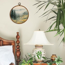 BCUANGD Vintage Forest Round Wall Art Decor - Retro Floral Botanical Wall Art Canvas Frame Artwork Prints, Rustic Neutral Wildflower Round Wall Hanging Decorations for Home Bedroom, 10"x10"