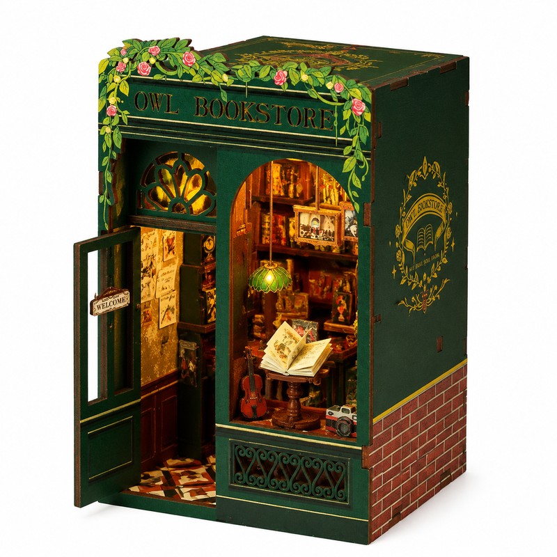 DIY Book Nook Kit for Bookshelf Decor – Light-Up Owl