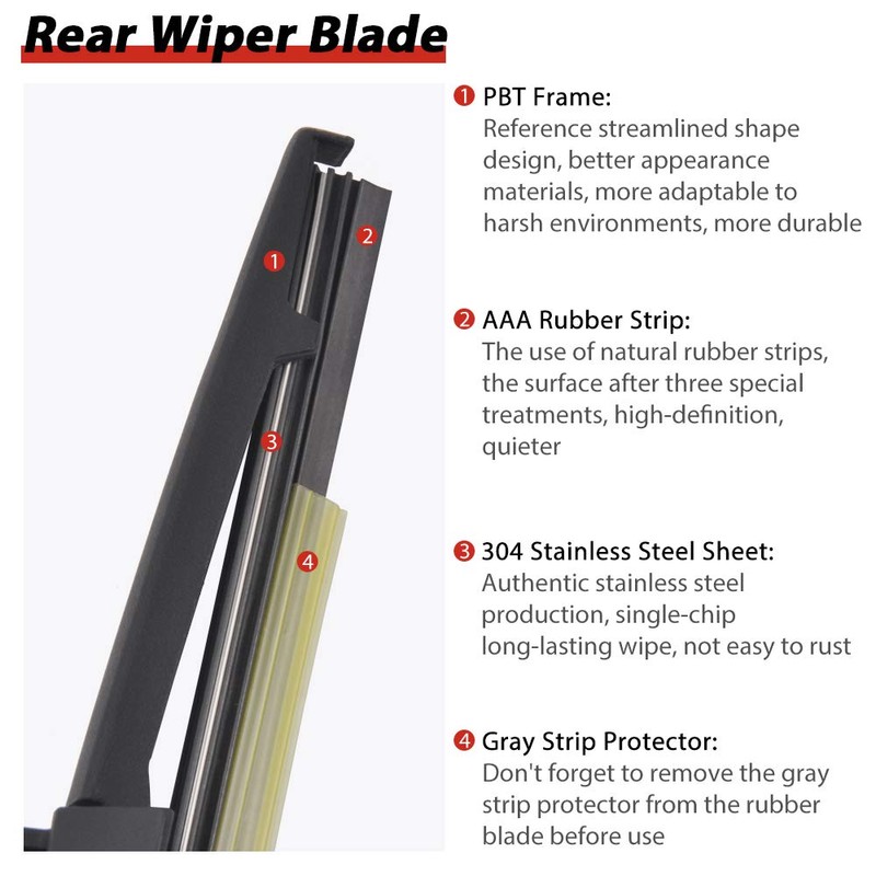 Replacement for Toyota 4Runner 2010-2023, Rear Windshield Wiper Arm Blade