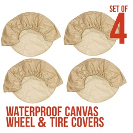 TCP Global Set of 4 Oxford Canvas Wheel Tire Covers for RV, Truck & Trailer, 27"-29" Diameter