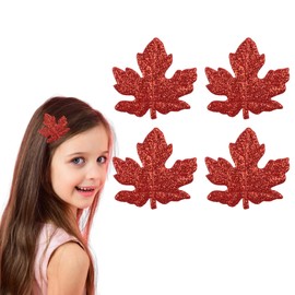 Totelux Fall Maple Leaf Hair Clips Glitter Autumn Leaves Hair Barrettes Alligator Clips Cute Thanksgiving Hair Accessories for Women Girls Red 4PCS