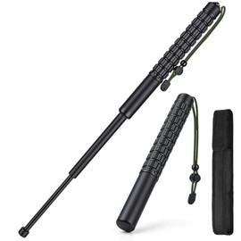 Bastón Retráctil, Bastón de Supervivencia 26‑64 cm con Mango Antideslizante, Material PC Ligero, Ideal para Camping, Senderismo