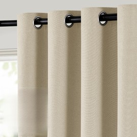 ChrisDowa 100% Blackout Linen Curtains, 2 Panels Set Thermal Insulated Room Darkening Curtains for Living Room, Privacy Grommet Window Curtains for Bedroom (Cream, 52 x 108 Inch)