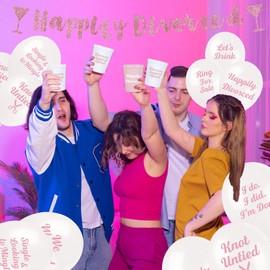 Brosash Divorce Party Cups - Pack of 10 Pink Plastic Cups with Gold Text: (1) "Divorced AF & (9) "Divorcee Drinking Team | Divorce Party Decorations for Women and Men Gifts Party Favors Ideas