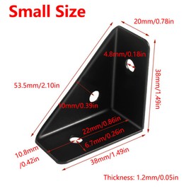 Corner Bracket 38mm x 38mm Triangle Corner Braces Connector Metal Shelf Brackets 90 Angle Furniture Connector Fixing for Cabinet Desk Bed Black