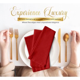 CKE Red Cloth Napkins 24 Pack 17x17 Inches Dinner Napkins with Hemmed Edges, Washable Table Napkins for Dinners, Luncheon, Restaurants, Weddings, Decoration, Banquets, Events