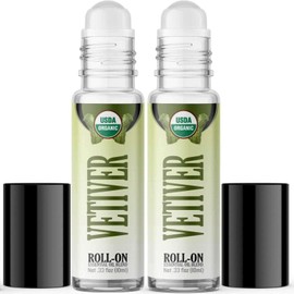 HSO - Organic Vetiver Essential Oil Roll On (2 Pack) USDA Certified, Roll On Set, Essential Oils, Skin Care