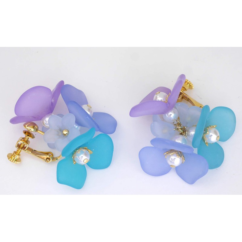 HOBBIX BK-109 Bead Kit, Kyoto Hirari, Petal Earrings, Hydrangea