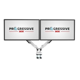 Progressive Desk Dual Monitor Arm - Gas Spring - Fits 17"-32" Monitors - 360° Rotation - Arm Holds Up to 40 lbs - VESA and Grommet Mount