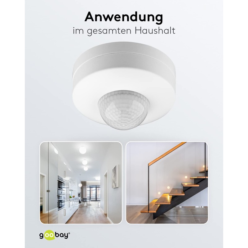 Goobay 96007 Infrared Motion Sensor for Indoor Use IP20 Triple