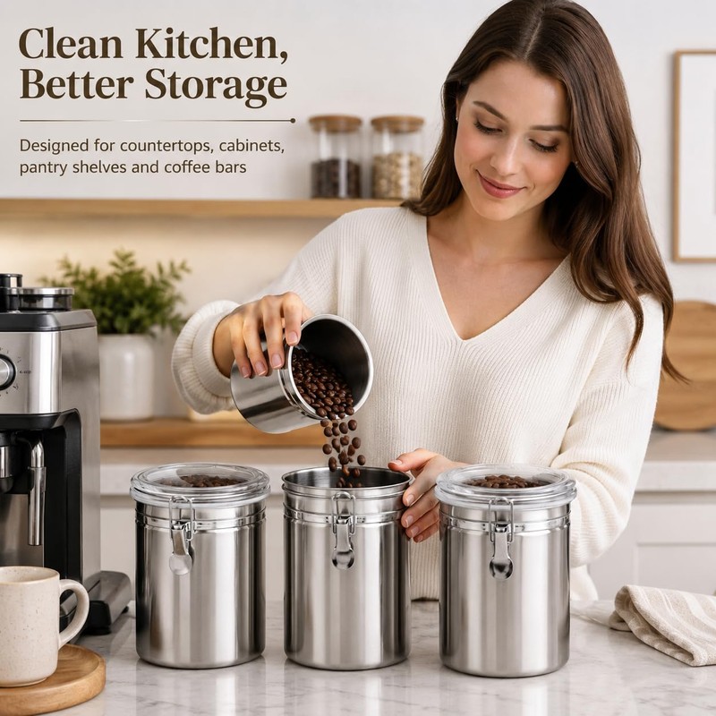 COSYOO 3 PCS Stainless Steel Canister Set, 62 oz Airtight