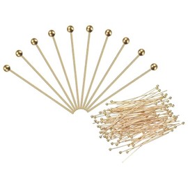PATIKIL 200uds Rosa Dorado Bola Cabeza Pasadores 50mm Alambre Cabeza Pasadores 20 Calibre Latón Redondo Bola Cabeza Alfileres Metal Extremo Cabeza Alfileres para DIY Joyería Fabricación