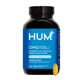 HUM HUM OMG! Omega The Great - Triple Omega 3 Fish Oil Supplement with DHA, EHA & Vitamin E to Support Bright & Even Skin Tone - Gluten Free & Non-GMO (60-Count)