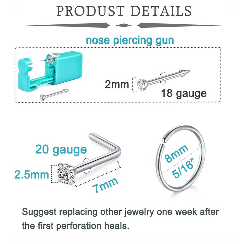 QWALIT Nose Piercing Kit Nose Ring Piercing Kit Self Nose