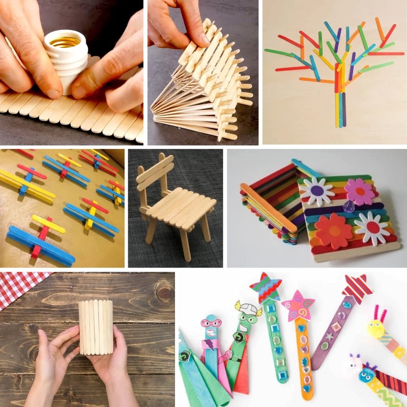 50 Pieces Natural Wood Sticks Language Ice Shadow DIY Creativity