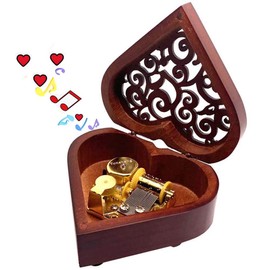 Pursuestar Pursuestar You are My Sunshine Music Box, Heart Shaped Vintage Hollow Out Wood Mechanism Wind Up Musical Box Gifts for Birthday Christmas Wedding Valentine's Day