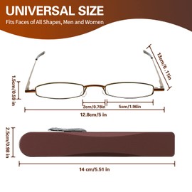 I-Mag Mini Metal Spring Hinge Reading Glasses with Slide Open Hard Case (Brown, 1.50)