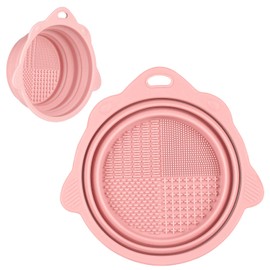 Etercycle Foldable Silicone Makeup Brush Cleaner Bowl - Etercycle Portable Cleaning Tool for Brushes, Powder Puffs, and Sponges (Pink)