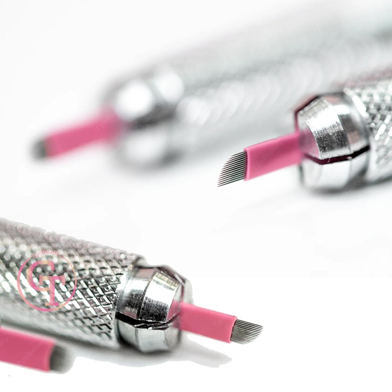 Disposable Microblading Needles 50pcs Pink 0.15mm Nano Microblading Blades Eyebrow