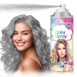 ZHISHUDL Gray Hair Spray Color Temporary One-Time Use Washable Temporary Hair Color Spray for Women Kids, Temporary Gray Hair Dye for Hollowen,Christmas Party,Cosplay (Gray,120 ML）