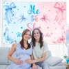 YQWIN Blue and Pink Bow Backdrop Baby Shower Party Decorations