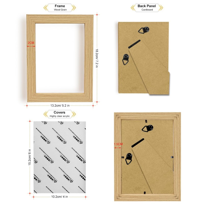 RINGSUN Photo Frames 4x6, 2-Pack Picture Frames Wall Hanging and