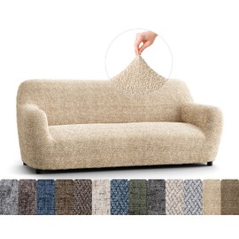PAULATO BY GA.I.CO. Sofa Slipcover - Stretch Couch Cover - Stylish Cushion Sofa Cover - Soft Fabric Slipcovers - 1-Piece Form Fit Washable Protector for Pet - Microfibra - Mediterra Sandstone