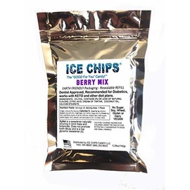 ICE CHIPS Xylitol Candy in Large 5.28 oz Resealable Pouch; Low Carb & Gluten Free (Berry)